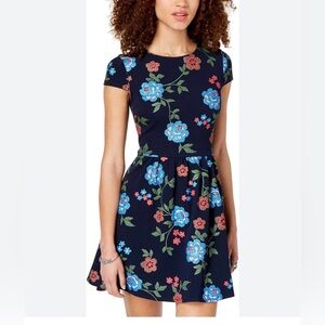 B Darlin Floral Embroidered Top with Blue and Red Details- juniors